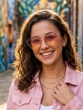 Pink Gradient Lens Fashion Sunglasses - Women